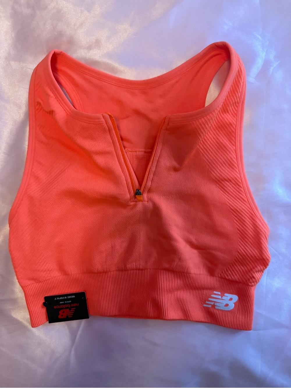 New Balance Neon Orange Sports Bra Size Small NWT - Picture 2 of 6